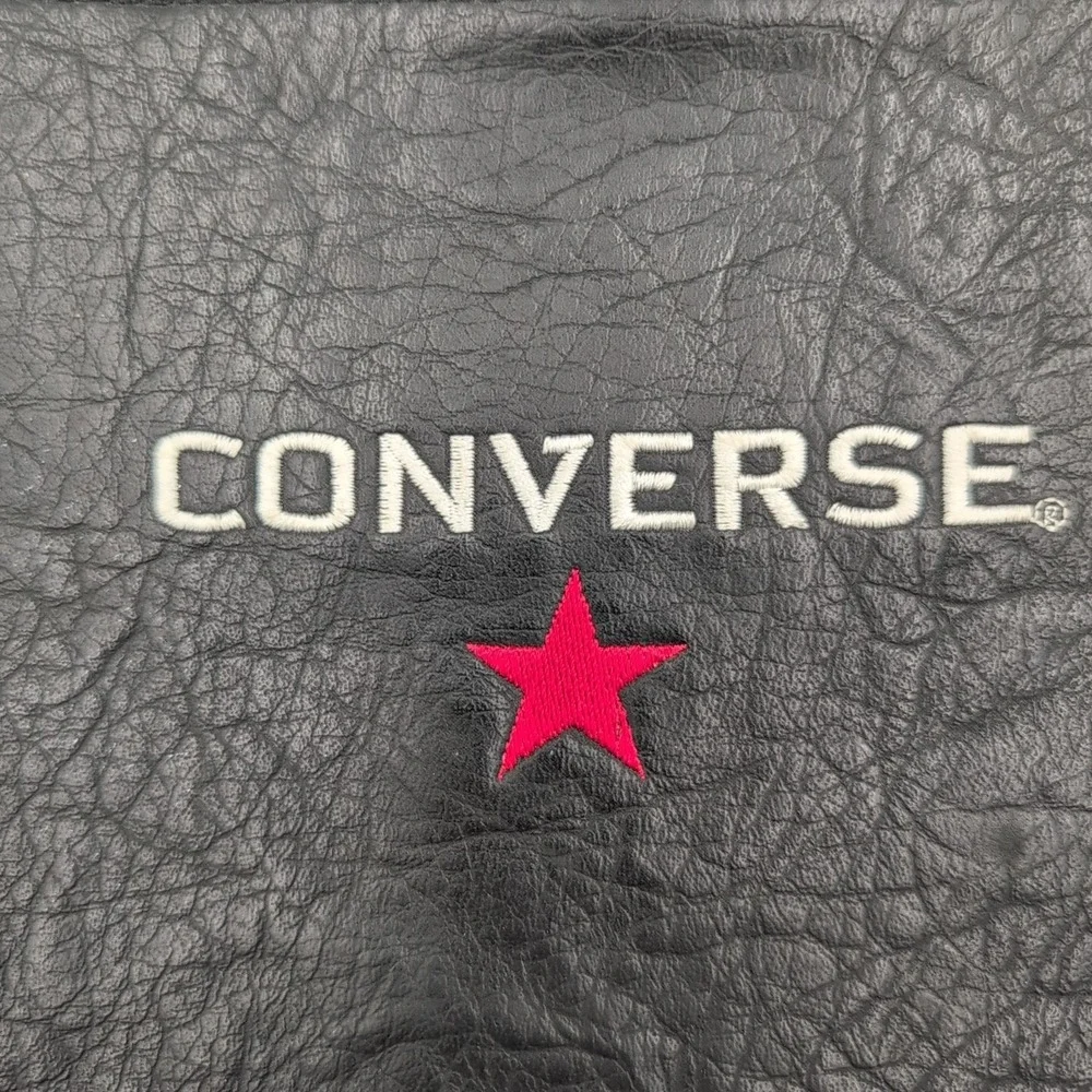 Converse Shoulder PC Bag Faux Soft‎ Leather Clutch Black - Rare Vintage